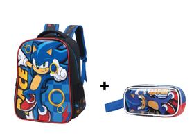 Kit Mochila Costa menino + Estojo Escolar Sonic Space M4864