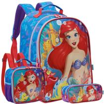 Kit Mochila Costas 16 Ariel Sereia Lancheira Estojo Escolar Kit Mochila Costas 16 Ariel Sereia Lancheira Estojo Escolar