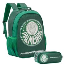 Kit Mochila Costas 16" Palmeiras Lancheira Estojo Escolar