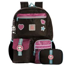 Kit Mochila Costas 16" Utility Panda Metalizada E Estojo Box