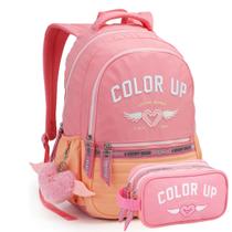 Kit Mochila Costas 18" Color UP Estojo Duplo Escolar Meninas Kit Mochila Costas 18" Color UP Estojo Duplo Escolar Meninas