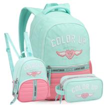 Kit Mochila Costas 18" Color UP Lancheira Térmica E Estojo