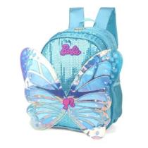 Kit mochila costas barbie asas azul+ lancheira luxcel