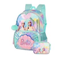 Kit Mochila Costas Barbie Com Estojo Box Holográfico - Verde