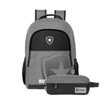 Kit Mochila Costas Botafogo Notebook Escolar E Estojo Duplo Cor:Preto