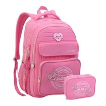Kit Mochila Costas Color Up Com Estojo Box Escolar Glitter Cor:Chiclete Kit Mochila Costas Color Up Com Estojo Box Escolar Glitter Cor:Chiclete