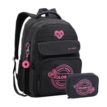 Kit Mochila Costas Color Up Com Estojo Box Escolar Glitter Cor:Preto Kit Mochila Costas Color Up Com Estojo Box Escolar Glitter Cor:Preto