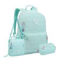 Kit Mochila Costas Color Up Juvenil Lancheira Com Estojo Box Cor:Acqua