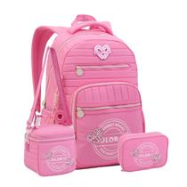 Kit Mochila Costas Color Up Lancheira Estojo Glitter Juvenil Cor:Chiclete Kit Mochila Costas Color Up Lancheira Estojo Glitter Juvenil Cor:Chiclete