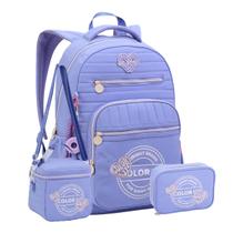 Kit Mochila Costas Color Up Lancheira Estojo Glitter Juvenil Cor:Lilás Kit Mochila Costas Color Up Lancheira Estojo Glitter Juvenil Cor:Lilás