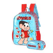 Kit Mochila Costas Com Estojo Duplo Turma da Mônica Infantil