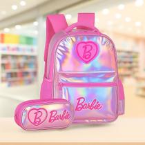 Kit Mochila Costas com Estojo Triplo - Barbie Luxo Holografica Kit Mochila Costas com Estojo Triplo - Barbie Luxo Holografica