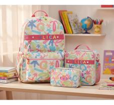 Kit Mochila Costas com Lancheira E Estojo Lilica Ripilica Florescer