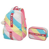 Kit Mochila Costas e Estojo Box Lilica Ripilica Lovit Vibrant Pacific