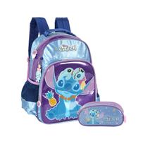 Kit Mochila Costas E Estojo Triplo Stitch Meninas Escolar