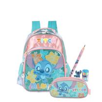 Kit Mochila Costas Escolar E Estojo Stitch Disney Xepa Kids