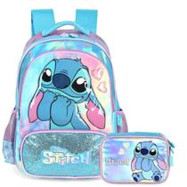 Kit Mochila Costas Escolar Estojo Stitch Infantil Kit Mochila Costas Escolar Estojo Stitch Infantil