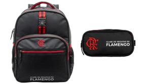 Kit Mochila Costas Escolar Flamengo Com Estojo Triplo 2026 Preto Flamengo