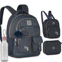 Kit Mochila Costas Escolar Jeans Rebecca Bonbon RB Juvenil