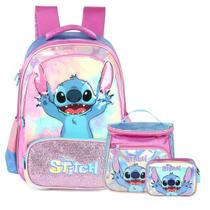 Kit Mochila Costas Escolar Lancheira Estojo Stitch Infantil Kit Mochila Costas Escolar Lancheira Estojo Stitch Infantil