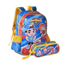 Kit Mochila Costas Escolar Os Aventureiros Estojo Duplo