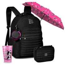 Kit Mochila Costas Estojo Box Copo E Guarda-Chuva Escolar Juvenil Meninas Rebecca Bonbon Rb