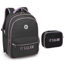 Kit Mochila Costas + Estojo Box Kika It's Glam Preto