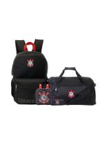 Kit Mochila Costas+Estojo T+Lancheira+Sacola Corinthians