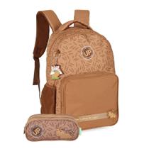 Kit Mochila Costas + Estojo Triplo Juvenil Capivara Marrom Kit Mochila Costas + Estojo Triplo Juvenil Capivara Marrom