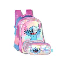 Kit Mochila Costas Estojo Triplo Stitch Meninas Passeio