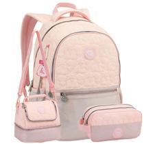 Kit Mochila Costas Feminina 18" Color Up Lancheira e Estojo