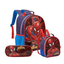 Kit Mochila Costas G 16 Spider-Man X1-A Lancheira e Estojo Marvel Xeryus