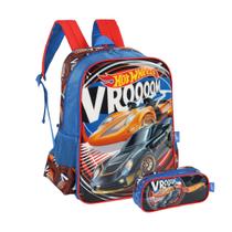 Kit Mochila Costas Hot Wheels' Estojo Duplo Infantil Escolar Kit Mochila Costas Hot Wheels' Estojo Duplo Infantil Escolar