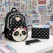 Kit Mochila Costas Infantil 4 Peças Pandinha/ Panda Escolar Kit Mochila Costas Infantil 4 Peças Pandinha/ Panda Escolar