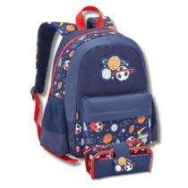 Kit Mochila Costas Infantil E Estojo Escolar Creche Desenho Esportes unicórnio Pandinha Panda Safari Zoo Mochilete 100 Pens