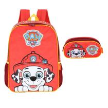 Kit Mochila Costas Infantil + Estojo Duplo Patrulha Canina