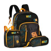 Kit Mochila Costas Infantil Masculina Skate com Lancheira e Estojo Kit Mochila Costas Infantil Masculina Skate com Lancheira e Estojo