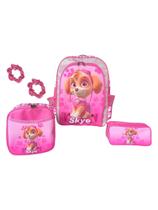 Kit mochila costas infantil skye patrulha canina meninas escolar bolsa reforçada lancheira térmica