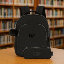 Kit Mochila Costas Juvenil com Estojo Duplo Preto UP4YOU Crinkle