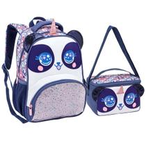 Kit Mochila Costas Lancheira Creche Infantil Feminina Zoop