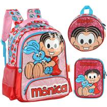 Kit Mochila Costas, Lancheira e Estojo Box Turma da Mônica Rosa - Luxcel