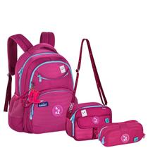 Kit Mochila Costas Lancheira e Estojo Rosa Luluca Kit Mochila Costas Lancheira e Estojo Rosa Luluca