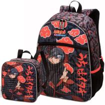 Kit Mochila Costas Lancheira Escolar Infantil Menino Naruto Shippuden Itachi Pacific Preta Kit Mochila Costas Lancheira Escolar Infantil Menino Naruto Shippuden Itachi Pacific Preta