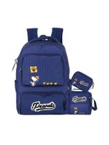 Kit Mochila Costas + Lancheira + Estojo Box Snoopy - Azul