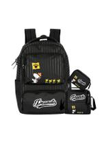 Kit Mochila Costas + Lancheira + Estojo Box Snoopy - Preto