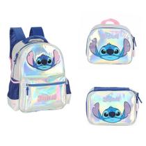 Kit Mochila Costas + Lancheira + Estojo Box Stitch - Prata Kit Mochila Costas + Lancheira + Estojo Box Stitch - Prata