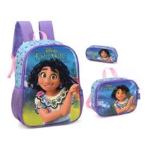 Kit Mochila Costas Lancheira Estojo Disney Encanto Roxo Kit Mochila Costas Lancheira Estojo Disney Encanto Roxo