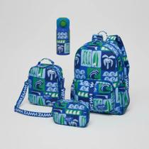 Kit Mochila Costas Lancheira Estojo E Garrafa Fabula Bento Playa
