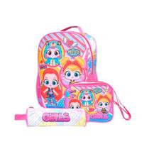Kit Mochila Costas + Lancheira + Estojo Girls Surprise - 6Ps Kit Mochila Costas + Lancheira + Estojo Girls Surprise - 6Ps