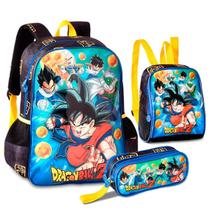 Kit Mochila Costas + Lancheira + Estojo Goku Dragon Ball Z